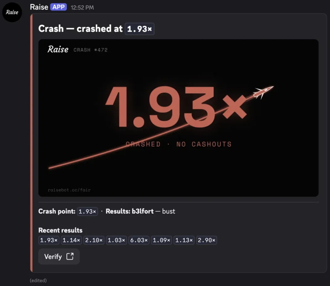 Crash inside a real Discord message