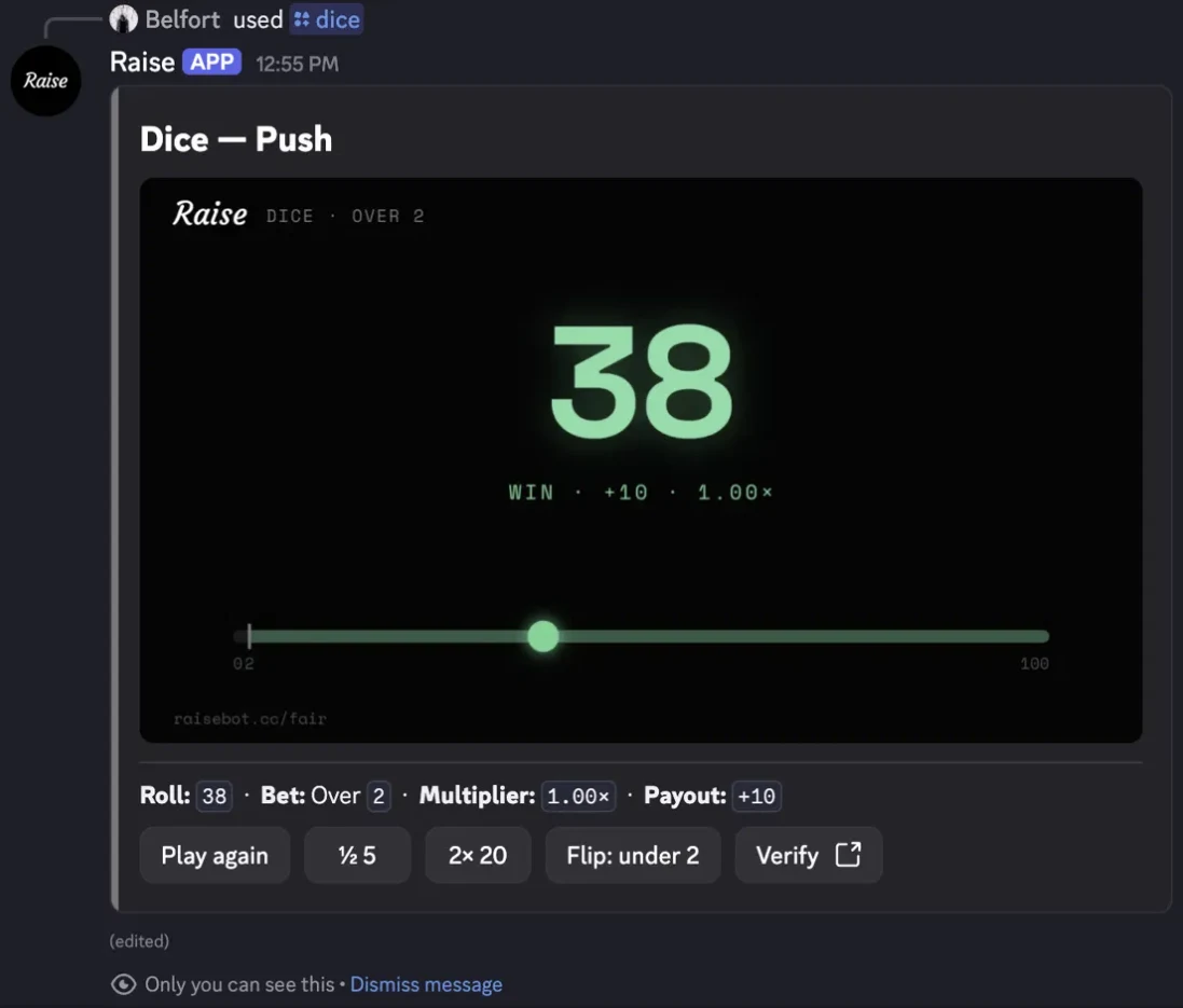 Dice inside a real Discord message