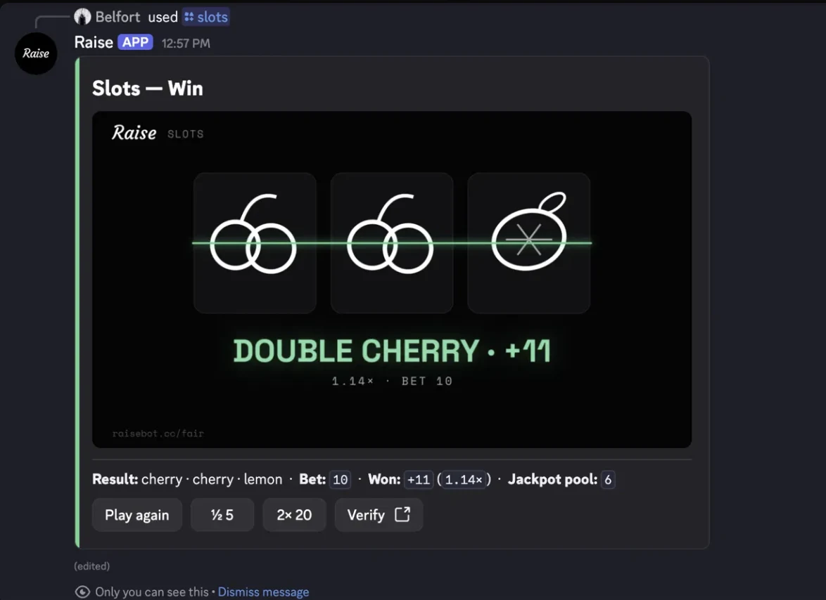 Slots inside a real Discord message
