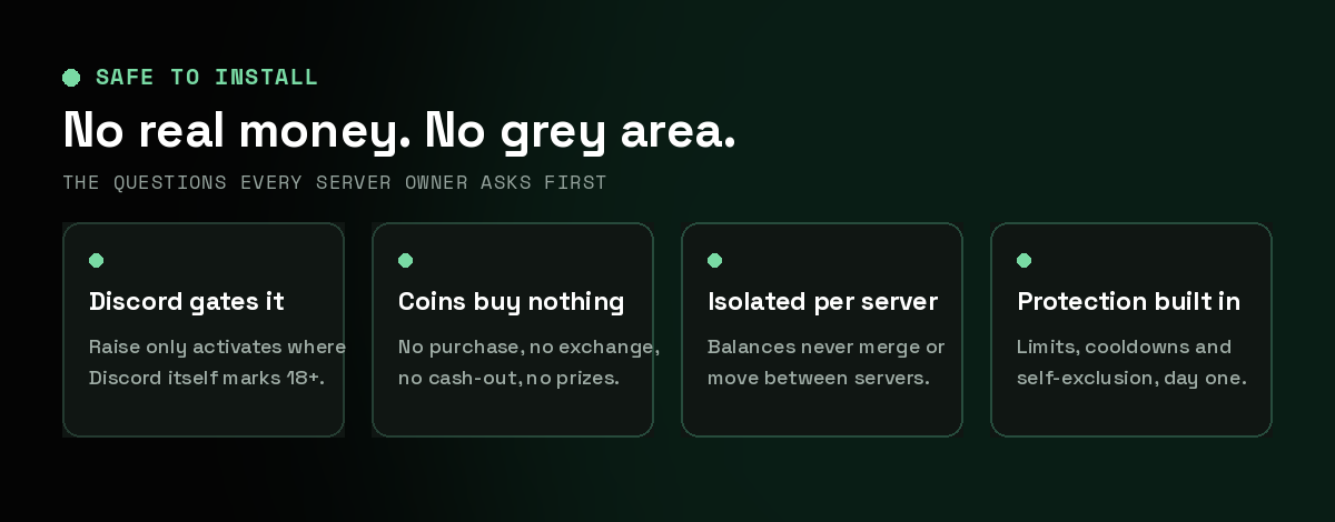 No real money. No grey area.