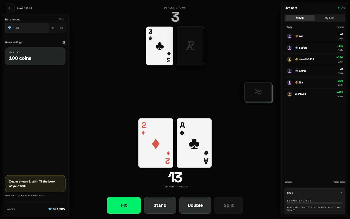 Blackjack in the Raise Activity