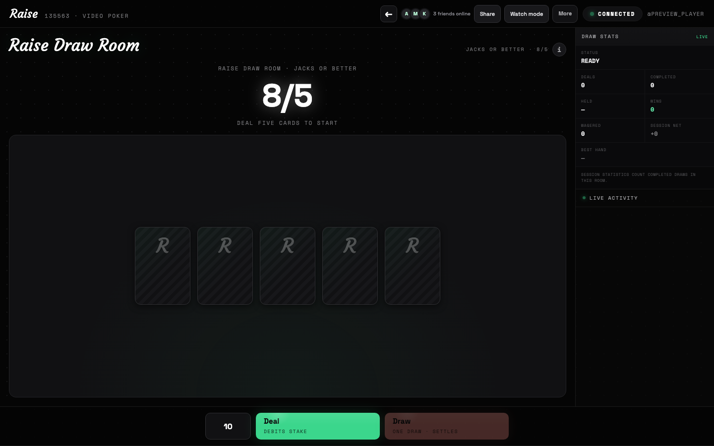 Video Poker in the Raise Activity