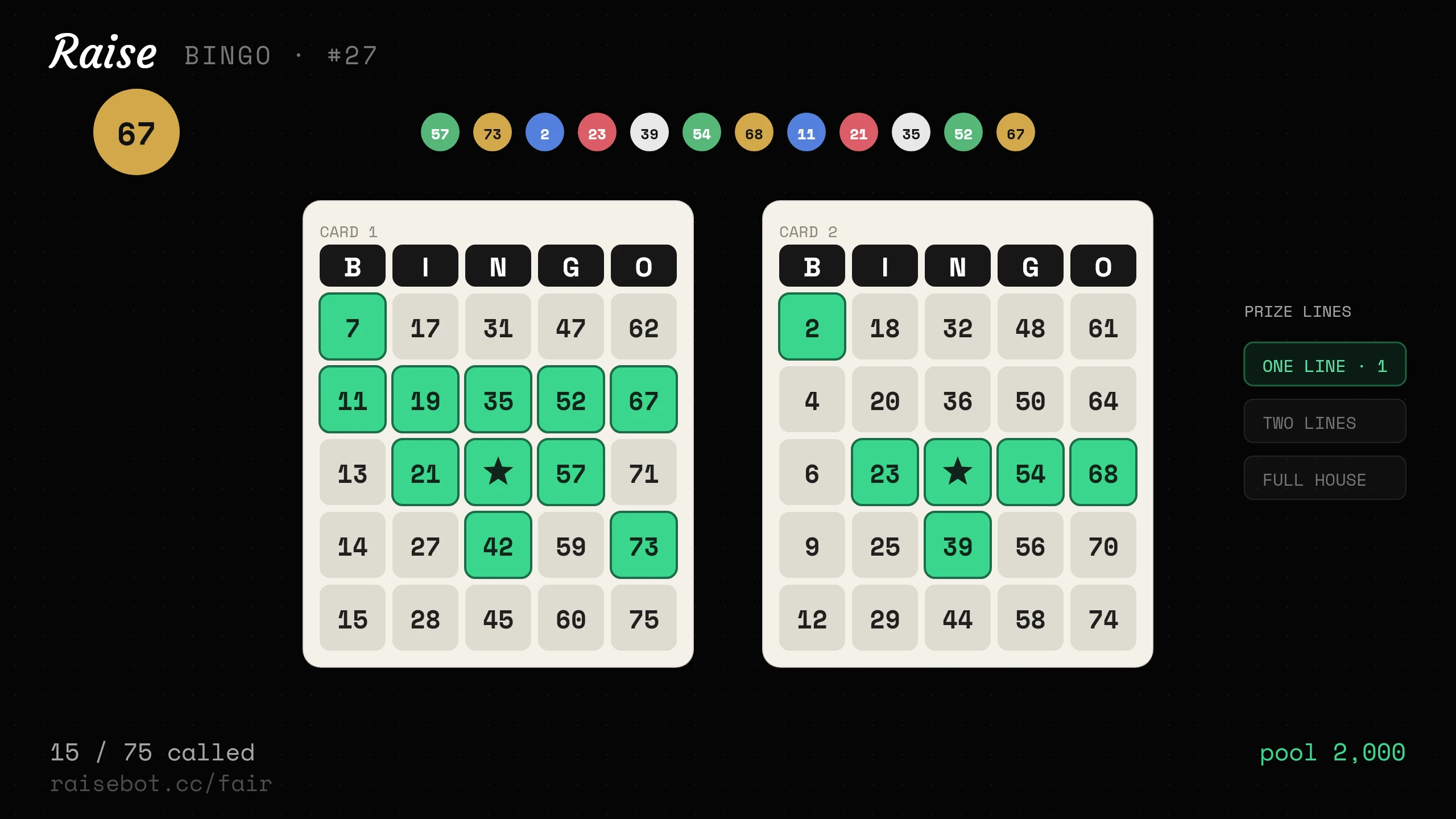 Live Bingo from Discord chat
